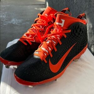 Nike Mike Trout 856 Black and Orange Metal Baseball Cleats - men’s 13